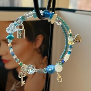 Handmade bracelet, many vibes-bag charm/car hanger